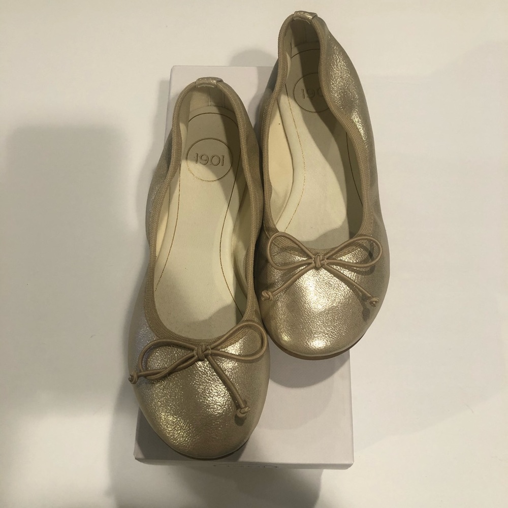 1901 Gold Shimmery Ballet Flat Shoes